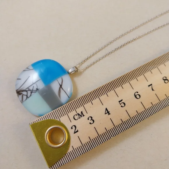 Blue&White Pendant Sterling Silver Necklace - Picture 11 of 15